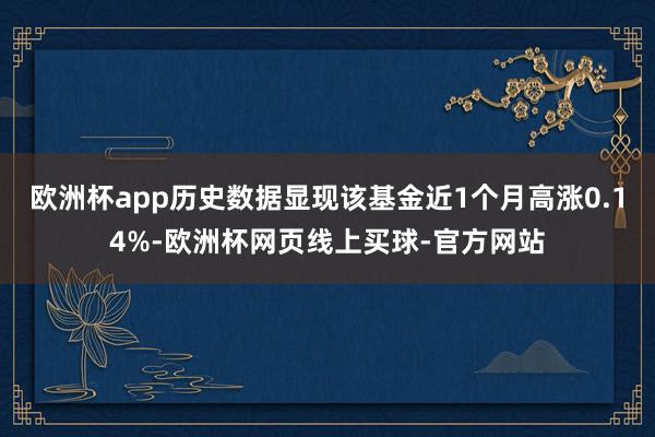 欧洲杯app历史数据显现该基金近1个月高涨0.14%-欧洲杯网页线上买球-官方网站