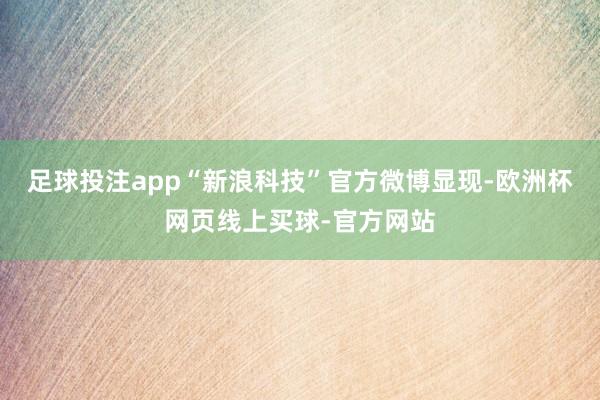 足球投注app“新浪科技”官方微博显现-欧洲杯网页线上买球-官方网站