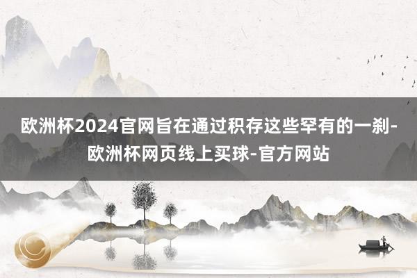 欧洲杯2024官网旨在通过积存这些罕有的一刹-欧洲杯网页线上买球-官方网站