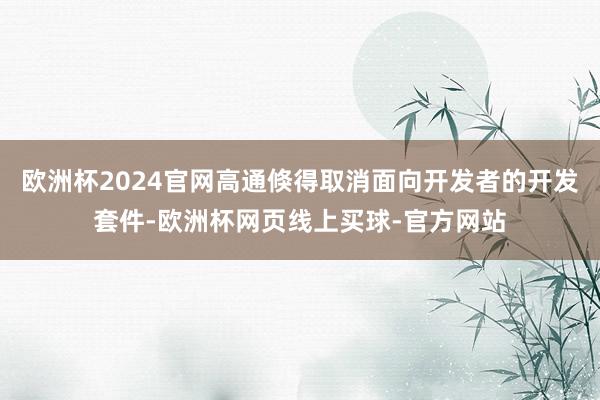 欧洲杯2024官网高通倏得取消面向开发者的开发套件-欧洲杯网页线上买球-官方网站