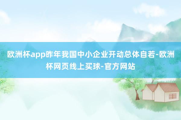 欧洲杯app昨年我国中小企业开动总体自若-欧洲杯网页线上买球