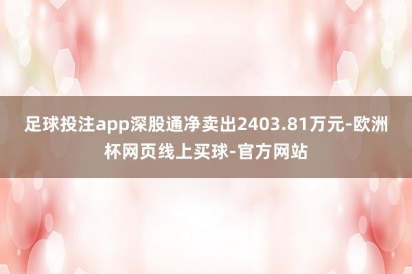 足球投注app深股通净卖出2403.81万元-欧洲杯网页线上