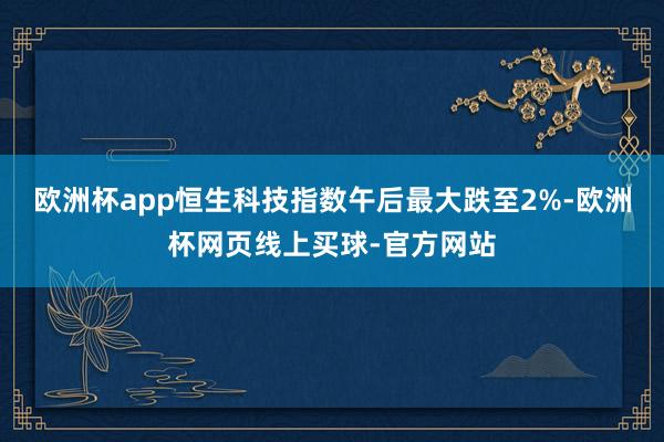 欧洲杯app恒生科技指数午后最大跌至2%-欧洲杯网页线上买球-官方网站