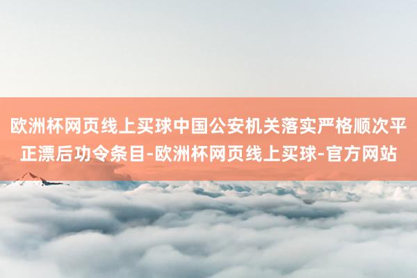 欧洲杯网页线上买球中国公安机关落实严格顺次平正漂后功令条目-欧洲杯网页线上买球-官方网站