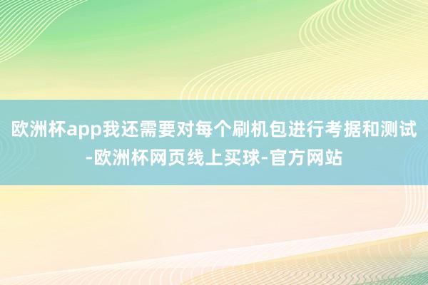 欧洲杯app我还需要对每个刷机包进行考据和测试-欧洲杯网页线